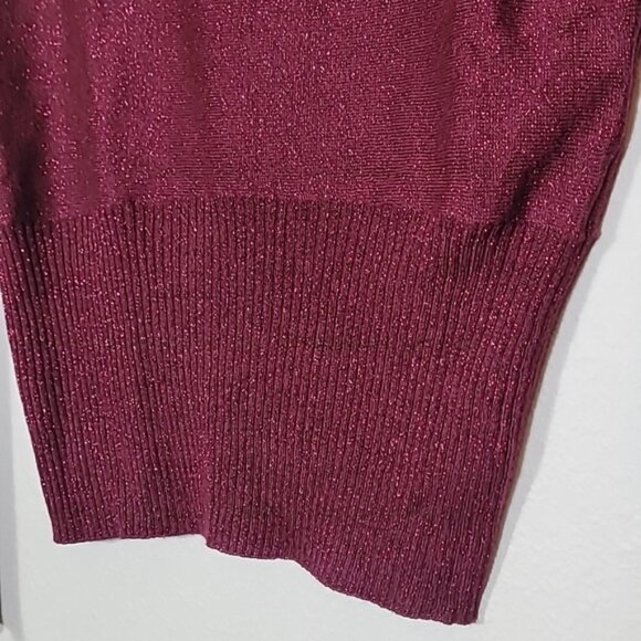 Y2K Wet Seal Cropped Long Sleeve Sweater Size L Red Sparkle Dolman Metallic 2000 - Picture 4 of 11